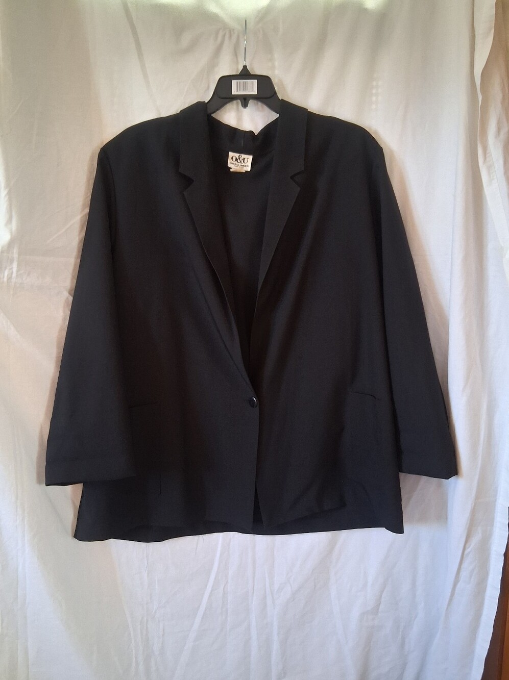 Vintage Black Long Sleeve Blazer / Jacket- Over & Under Sz. 24W